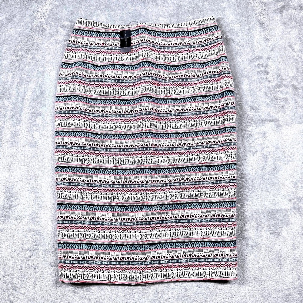 The Limited Geometric Print Pencil Skirt Size 6 Black Pink Teal